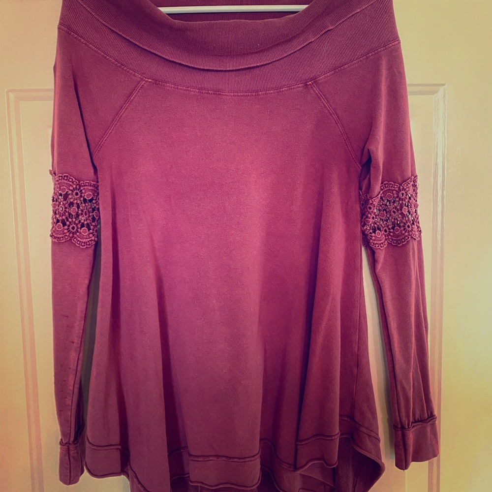 Off the shoulder maroon sweater